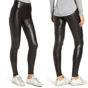 Spanx Classic Black Faux Leather Leggings Size M